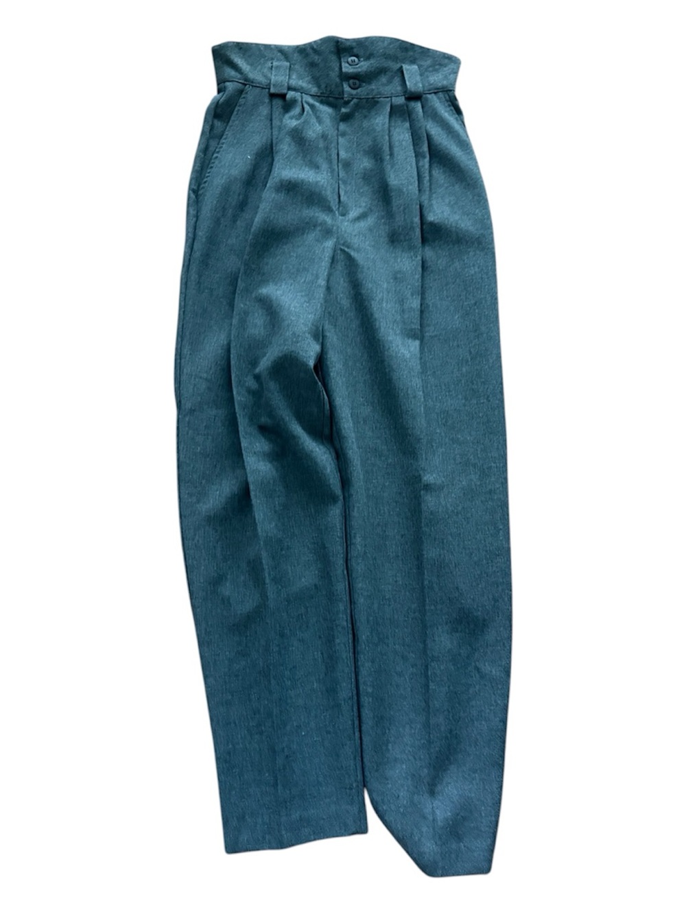 Gray High-Waist Pleated Trousers